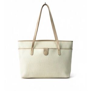 Vintage 1983 Liz Claiborne Textured Tote Bag Cream Tan
